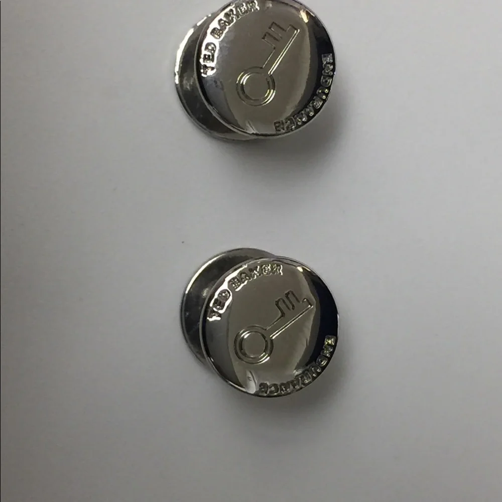 TED BAKER 2 LOCK AND KEY SHIRT STUDS SILVER NWOT